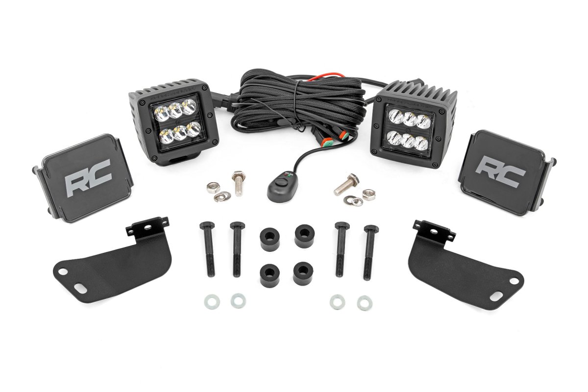 Segway UT10 LED Cube Light Kit - Front - Rough Country - 2-inch Black Series LED Pods - Black